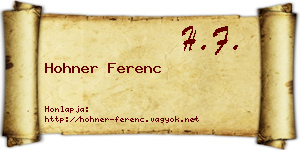 Hohner Ferenc névjegykártya